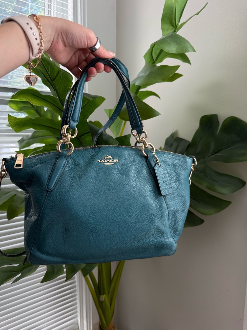 Coach Kelsey F36675 Satchel Crossbody Atlantic Blue Soft  Pebbled Leather